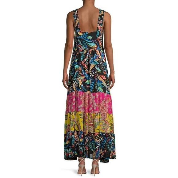 Johnny Was S Maxi Dress Tiered Floral Mirko Sleeveless Flosy Boho Tie Waist - Picture 2 of 10